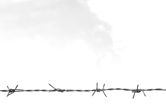 closeup black and white barbed wire background