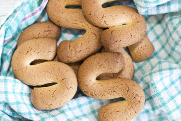 S shaped cookies on the colored cloth