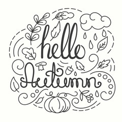 Hello Autumn Card with lettering.