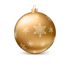 Gold Christmas ball with snowflackes