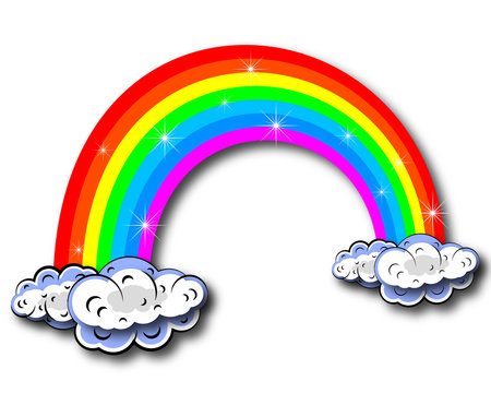 The image of the rainbow with clouds
