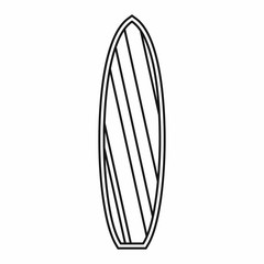 Surfboard icon in outline style isolated on white background. Surfing symbol vector illustration