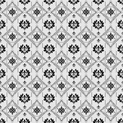 Seamless Damask Wallpaper Background  pattern black and white color graphic design vector art