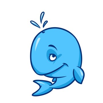 Blue whale cartoon illustration isolated image animal character 
