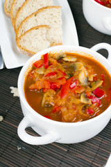 letcho with paprika, zucchini and champignon mushroom
