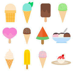 ice-cream icon collection. a set of ice cream in a flat style.