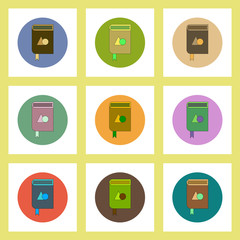 flat icons set of back to school concept on colorful circles geometry book