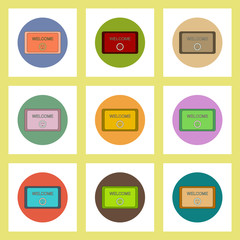 Fototapeta na wymiar flat icons set of back to school concept on colorful circles school board