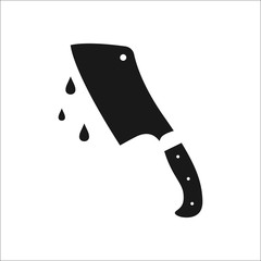 Butcher's knife with drops sign simple icon on background