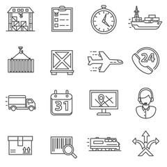 Shipping and Logistics line icons set. Vector illustration.