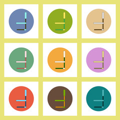 flat icons set of back to school concept on colorful circles school chair