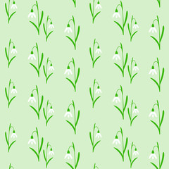 Seamless background with snowdrops.