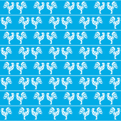 Seamless vector background with decorative roosters. Print. Cloth design, wallpaper.