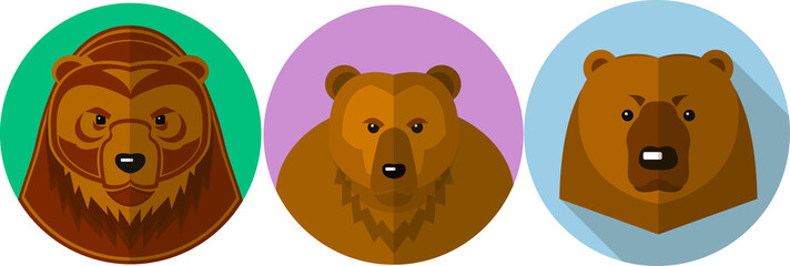 Set of three bears' heads.for any purpose enjoy