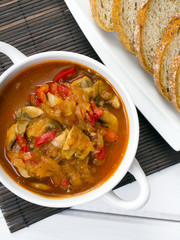 letcho with paprika, zucchini and champignon mushroom