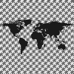 World map with of puzzles