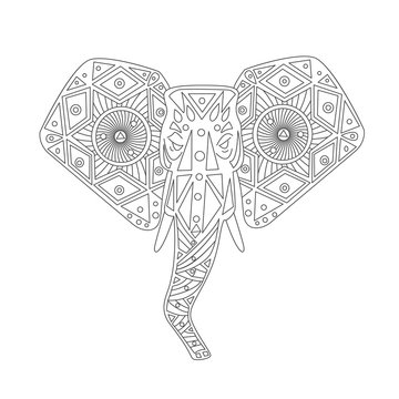 head of elephant zentangle style. hand drawn vector