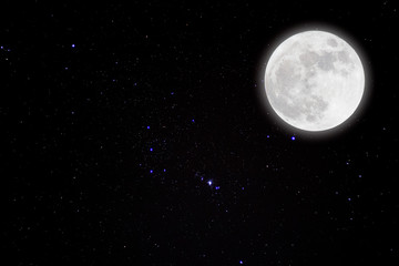 Fototapeta na wymiar Romantic Moon In Starry Night
