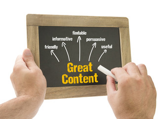 Hand writing Great Content concept on chalkboard