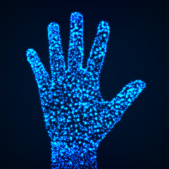 Abstract glowing hand. Vector illustration. Eps 10