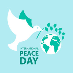 Peace dove with olive branch for International Peace Day poster