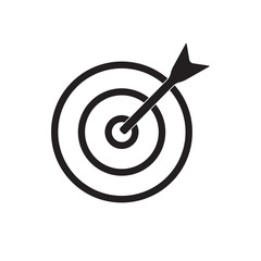 Target with arrow icon or sign. Vector aim illustration.