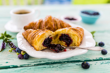 Croissant with blueberries