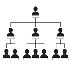 Organization chart with people icons. Corporate hierarchy concept. Vector infographics element.