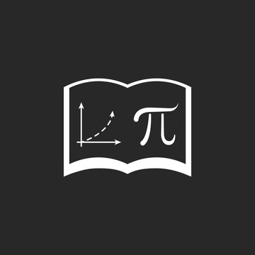 Pi math graphic in book symbol simple icon on background