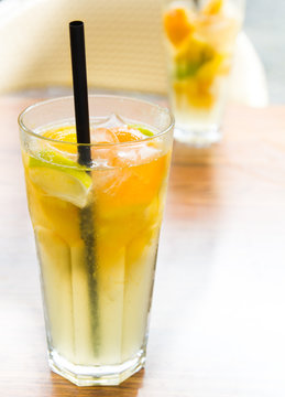 Lemonade with orange and ice