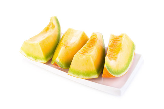 honeydew melon on white background