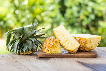 pineapple on the wood  background
