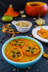 Pumpkin soup with quinoa grains