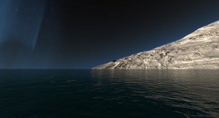 Naklejka premium Science Fiction Space Exploration Landscape 3D Rendering