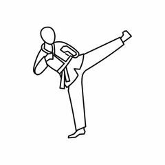 Obraz premium Wushu master icon in outline style isolated on white background vector illustration