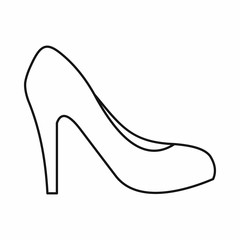Women shoe with heels icon in outline style isolated on white background. Wear symbol vector illustration