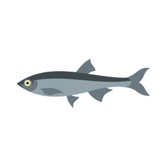 Herring icon in flat style isolated on white background. Sea creatures symbol