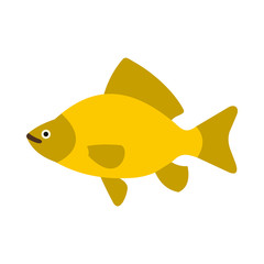 Yellow fish icon in flat style isolated on white background. Sea creatures symbol