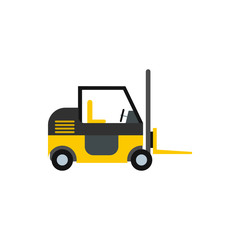 Forklift icon in flat style isolated on white background. Cargo transport symbol