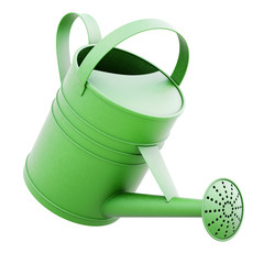 Green watering can isolated on white background. 3d rendering