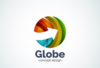 Globe with arrow logo template