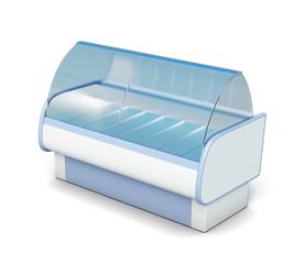 Refrigerated display isolated on white background. 3d rendering