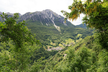 Fototapeta na wymiar Panorama of village Valtorta in the mountains in Lombardy, Italy