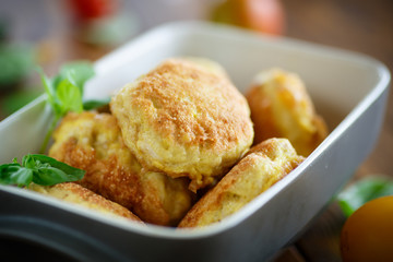 fried cutlet in ceramic form