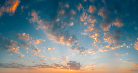 Yellow Blue Sunrise Sky With Sunlight