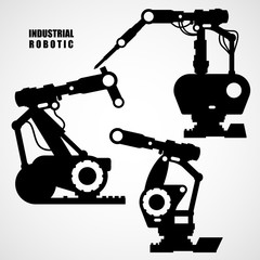 Industrial robotics - conveyor machinery tools silhouettes