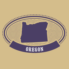 Oregon map silhouette - oval stamp