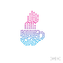 Abstract logo design template,Technology abstract dot connection cross vector logo