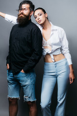 young stylish couple in studio
