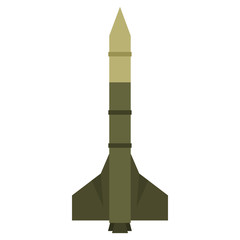 Missile rocket icon in flat style on a white background